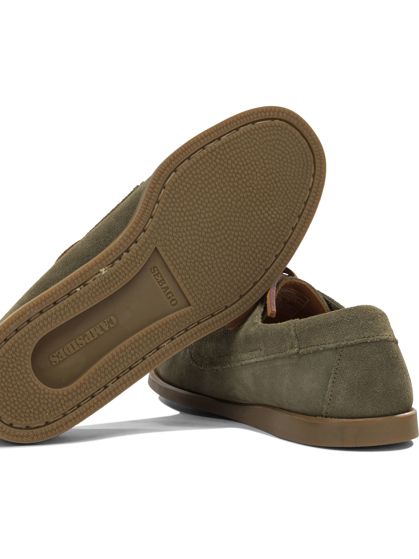 Sebago Askook Green Leather Rubber Lace-Up Loafers