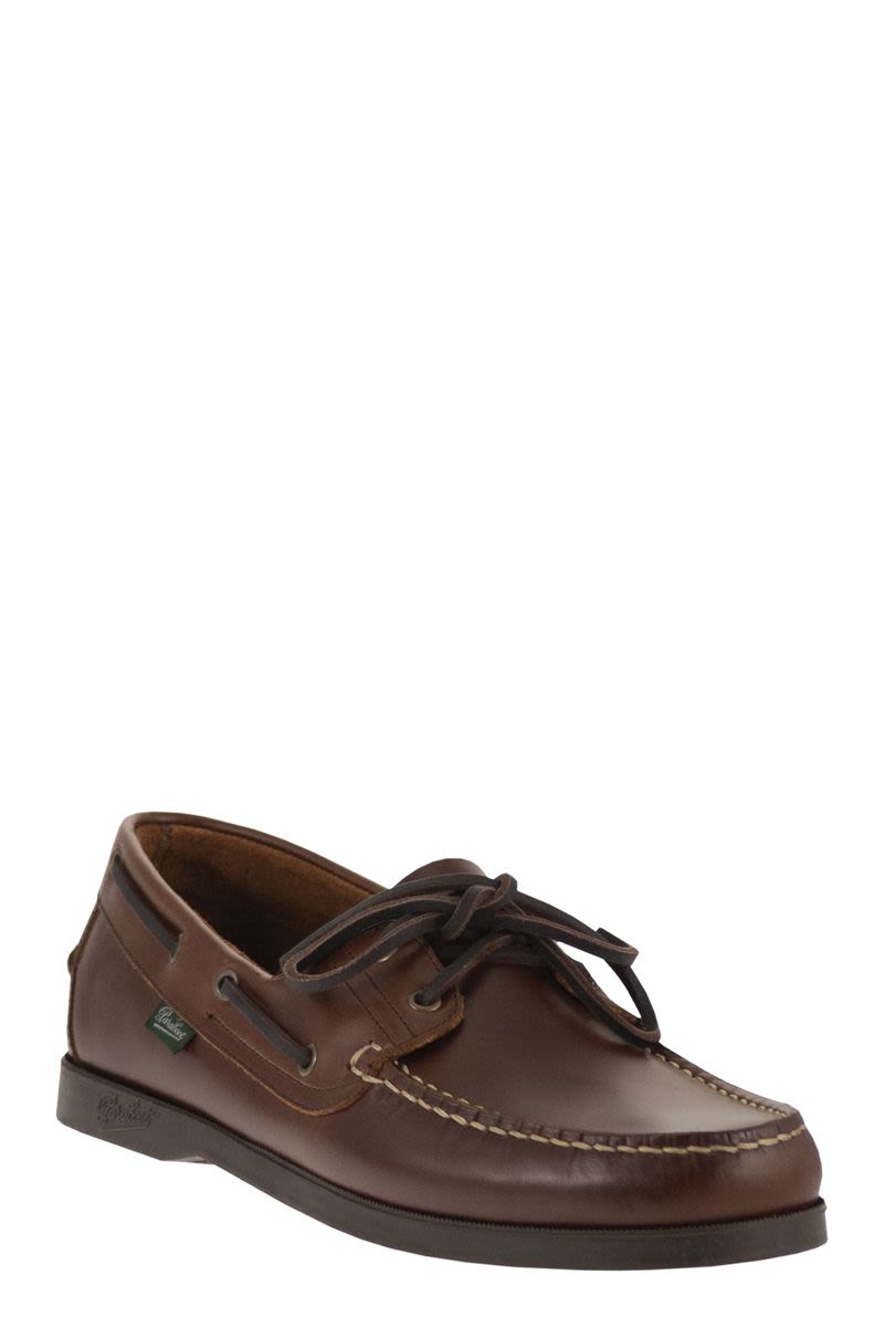Paraboot Leather Boat Shoes With Laces