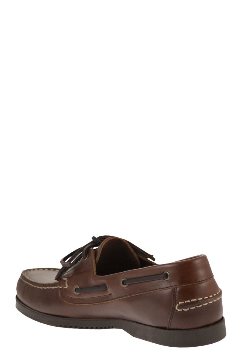Paraboot Leather Boat Shoes With Laces