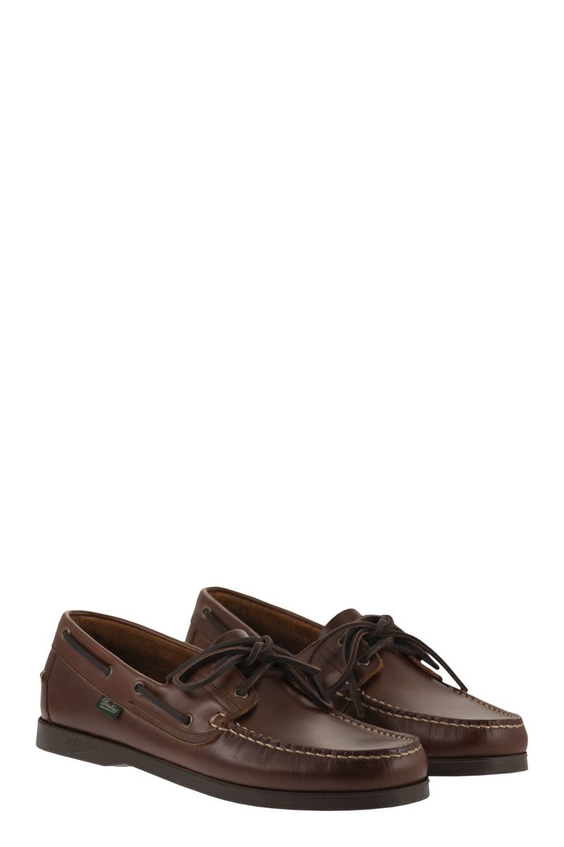 Paraboot Leather Boat Shoes With Laces
