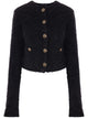 Balenciaga  Black Cotton Blend Tweed Cropped Cardigan