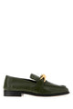 Bottega Veneta Olive Green Leather Astaire Loafers