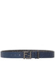 Fendi Dark Blue Leather And Black Ff Canvas Reversible Belt