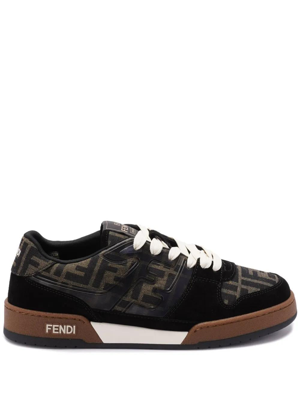 Fendi Match Sneaker In Black/Tabacco Ff Jacquard