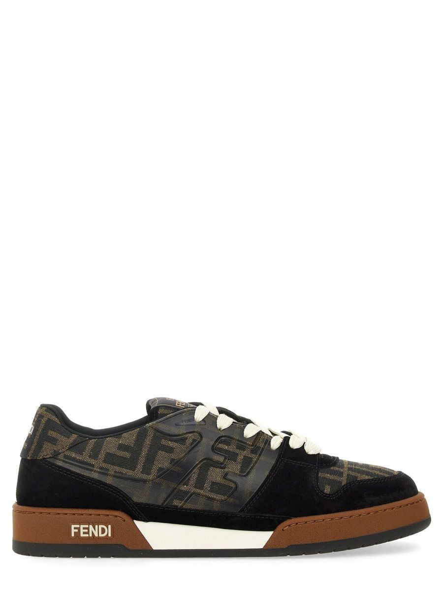 Fendi Match Sneaker In Black/Tabacco Ff Jacquard
