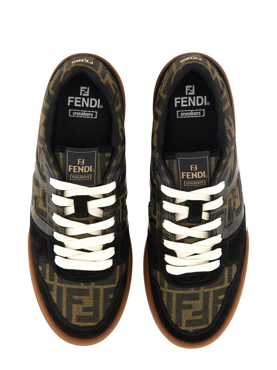 Fendi Match Sneaker In Black/Tabacco Ff Jacquard