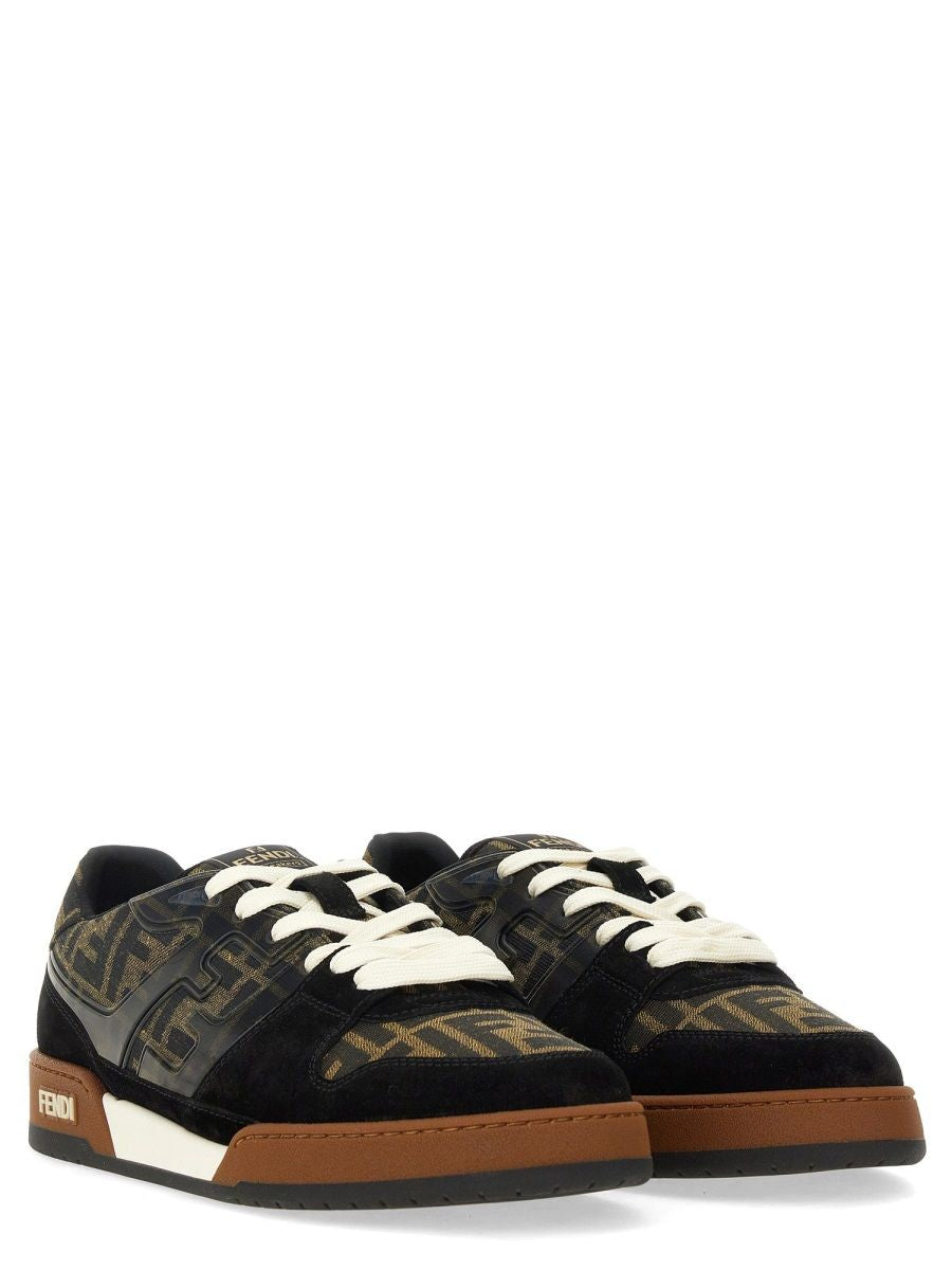 Fendi Match Sneaker In Black/Tabacco Ff Jacquard