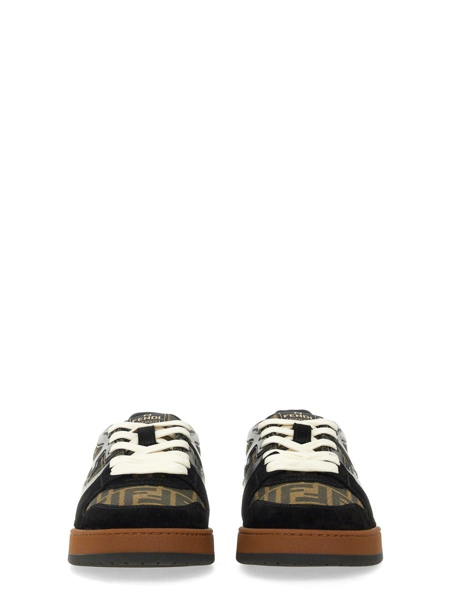 Fendi Match Sneaker In Black/Tabacco Ff Jacquard