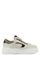 Fendi Fendi Force Leather Sneakers With Ff Jacquard And Mesh Details