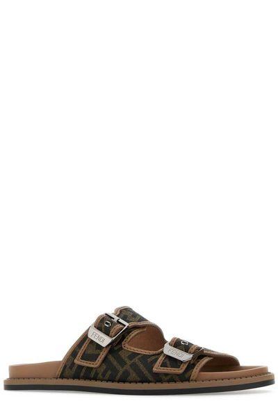 Fendi Embroidered Canvas Fendi Feel Slippers