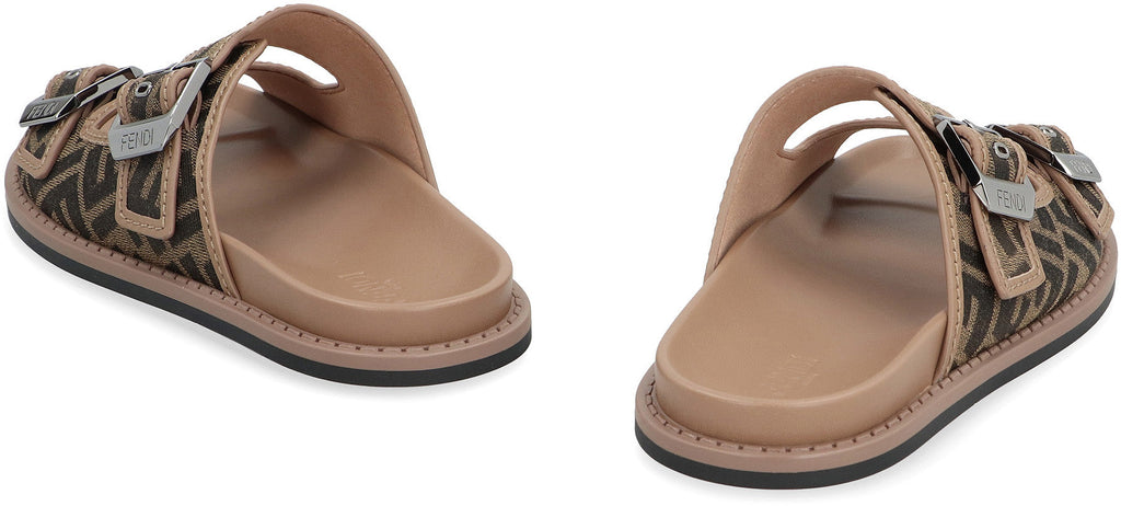 Fendi Embroidered Canvas Fendi Feel Slippers