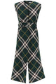 Burberry Check Motif Wool Midi Dress