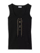 Burberry Black Ribbed Cleo Tank Top Cord Check
