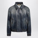 Burberry Coated Denim Aviator Jacket In Mid Blue