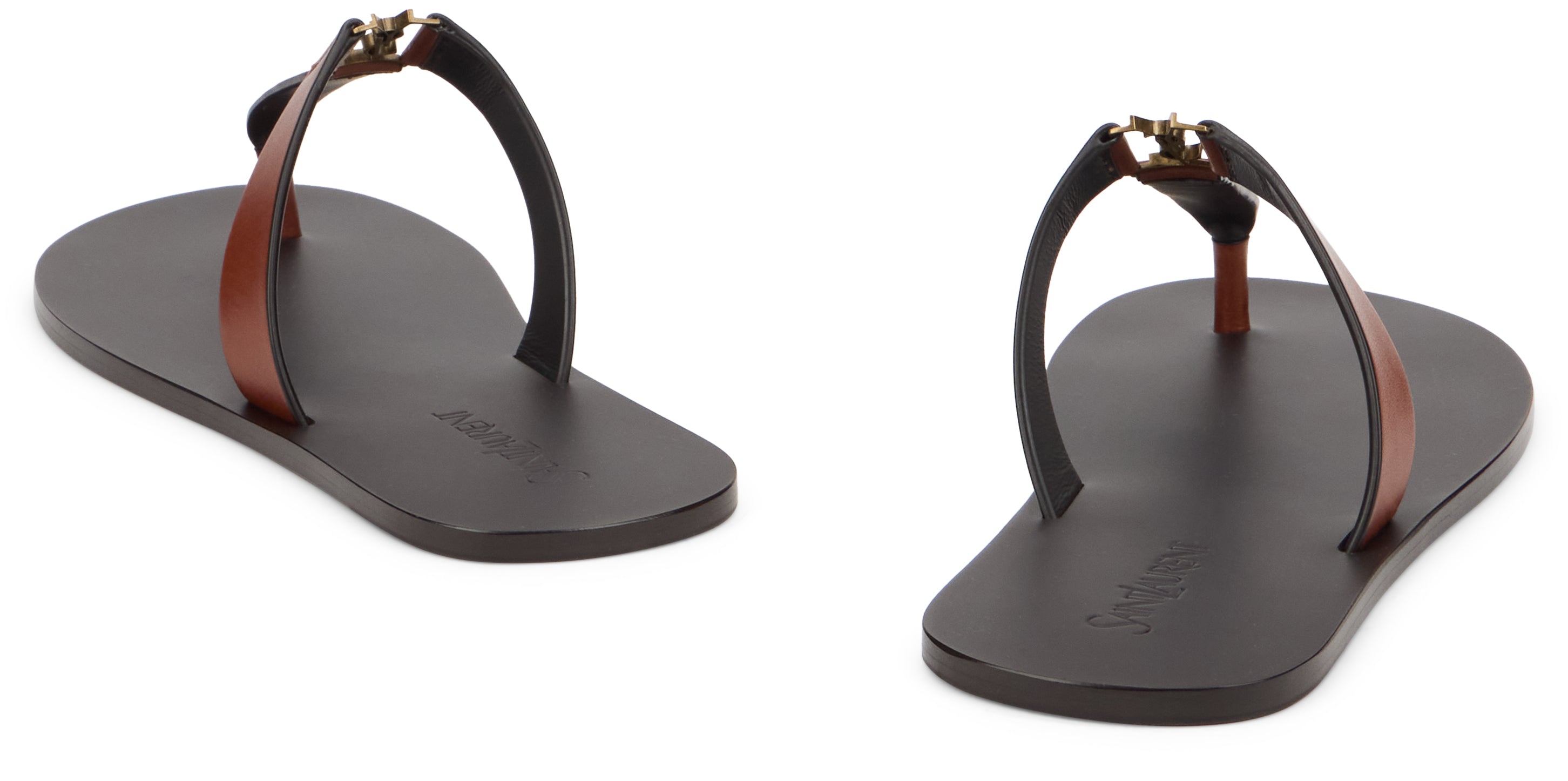 Saint Laurent Burned Brown Leather Party 00 Sandals