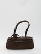 Balenciaga Bowling S Suede Bag Brown Zip Red Logo