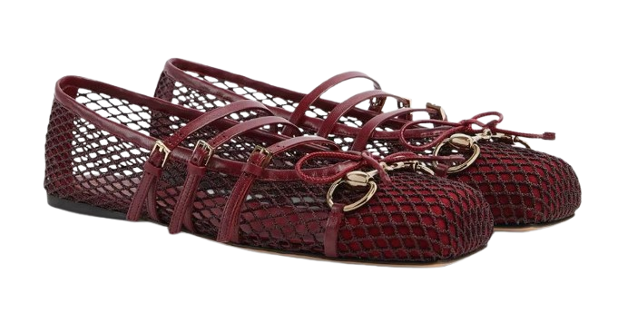 Gucci Burgundy Mesh Ballerinas