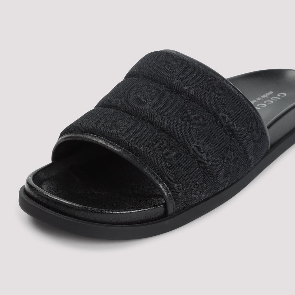 Gucci Black Gg Fabric Slippers