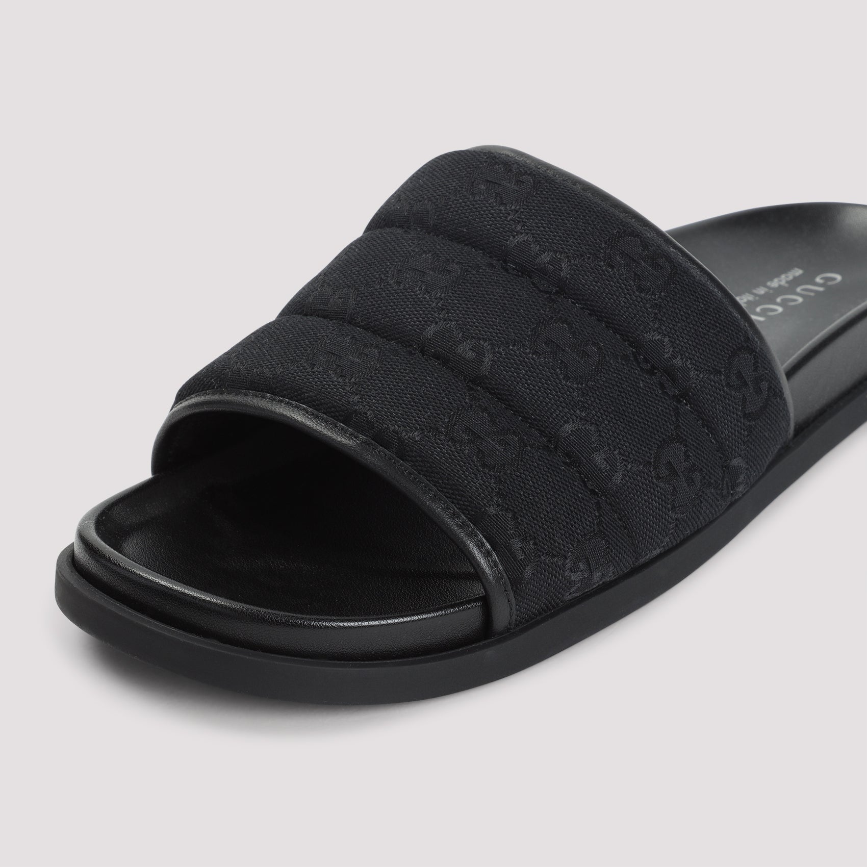 Gucci Black Gg Fabric Slippers