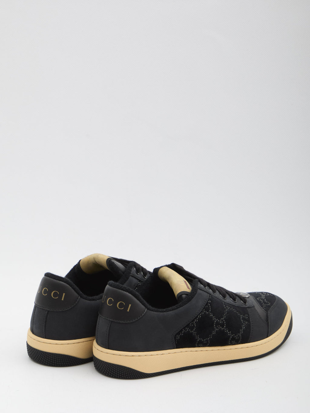 Gucci Sneakers Screener In Leather And Velvet Monogram Of Rhinestones