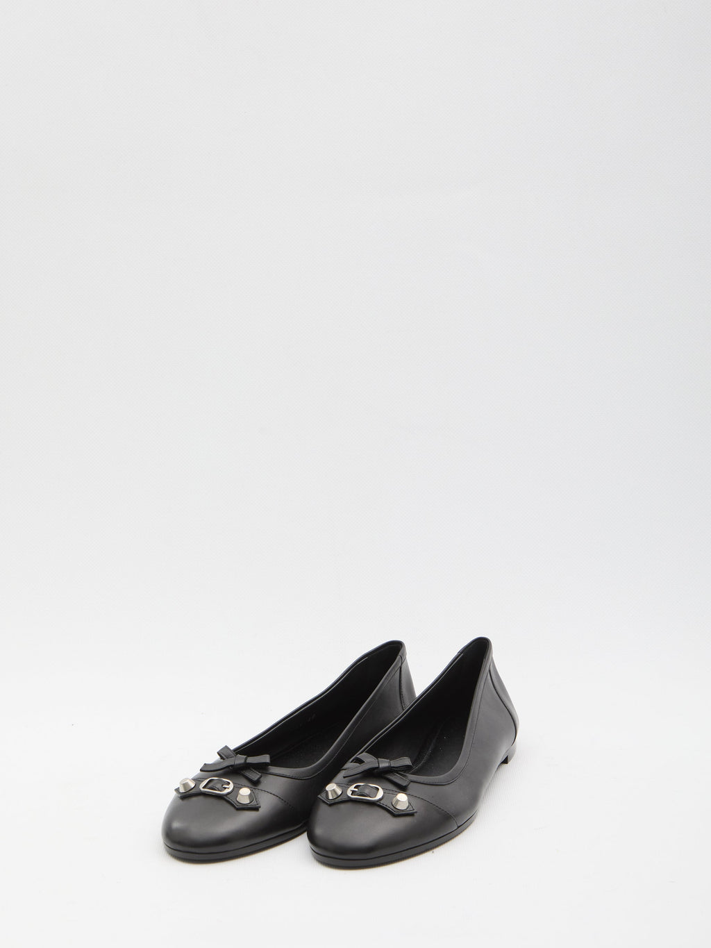 Balenciaga Black Leather City Up Ballerinas