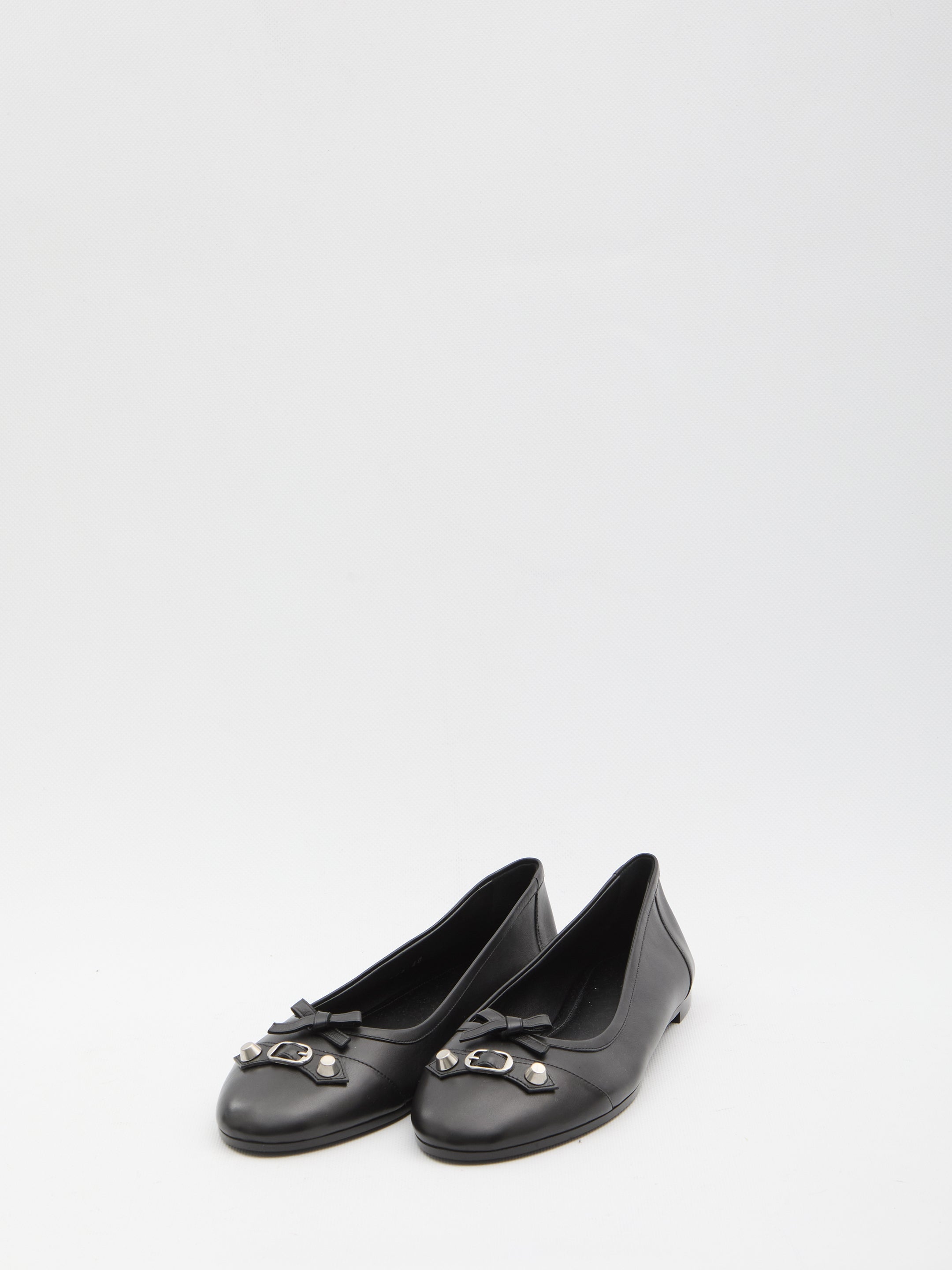 Balenciaga Black Leather City Up Ballerinas