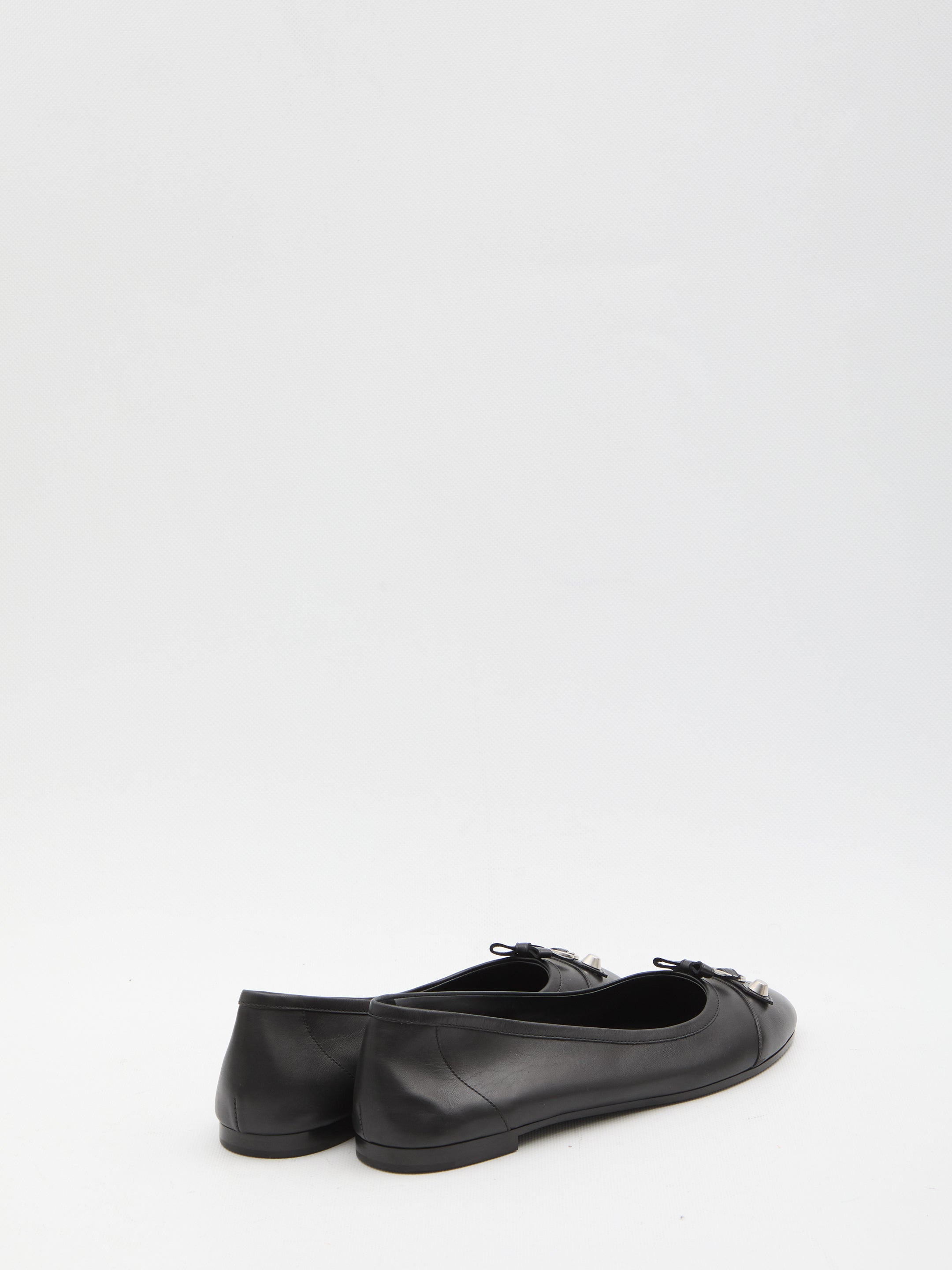 Balenciaga Black Leather City Up Ballerinas