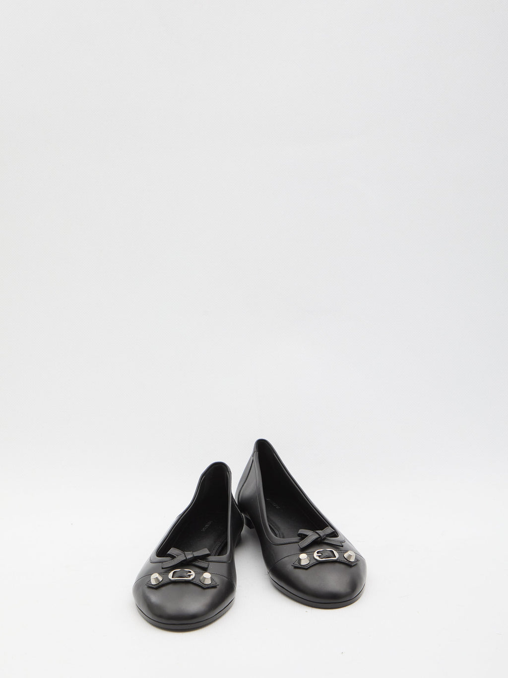 Balenciaga Black Leather City Up Ballerinas