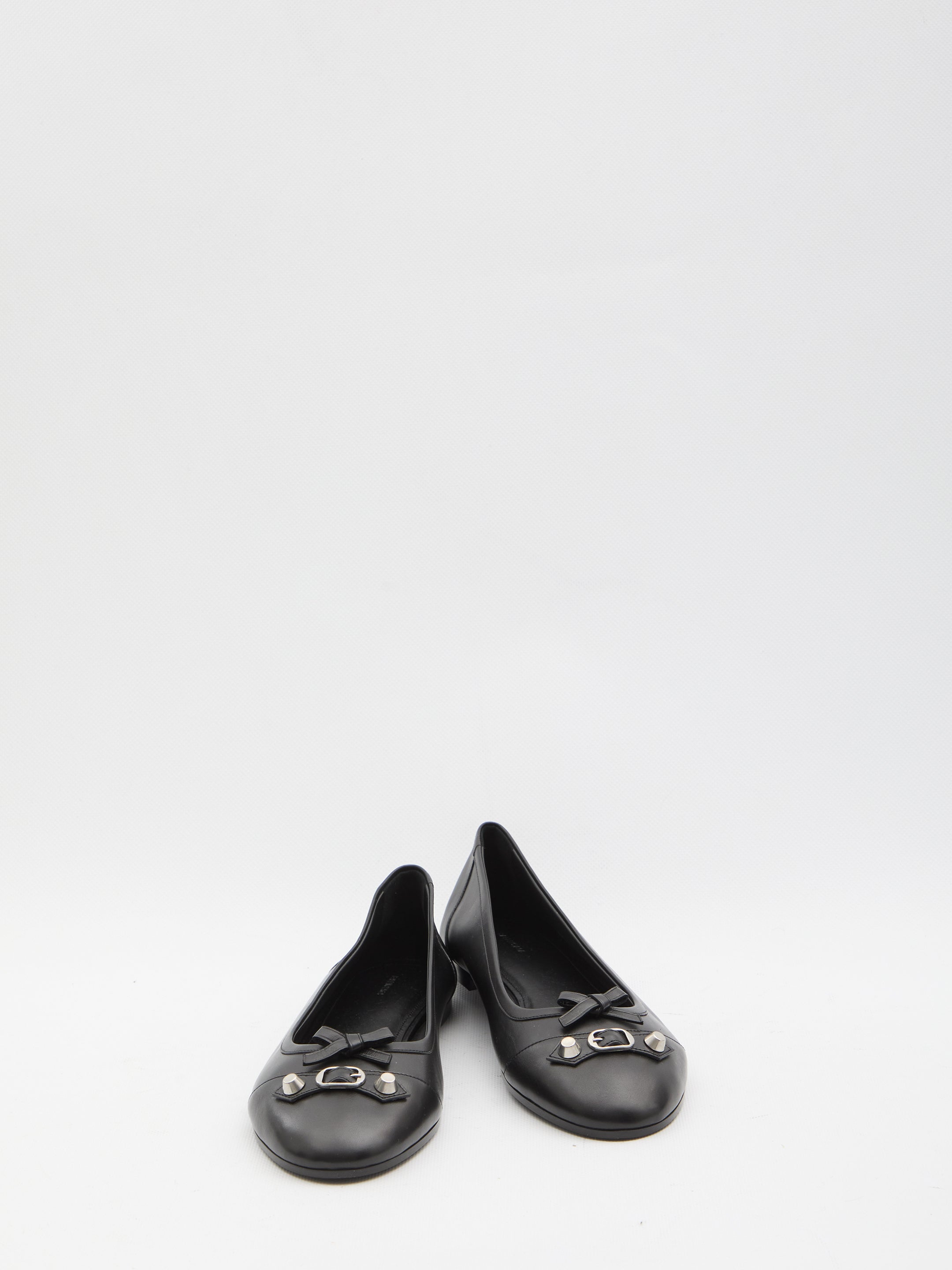 Balenciaga Black Leather City Up Ballerinas