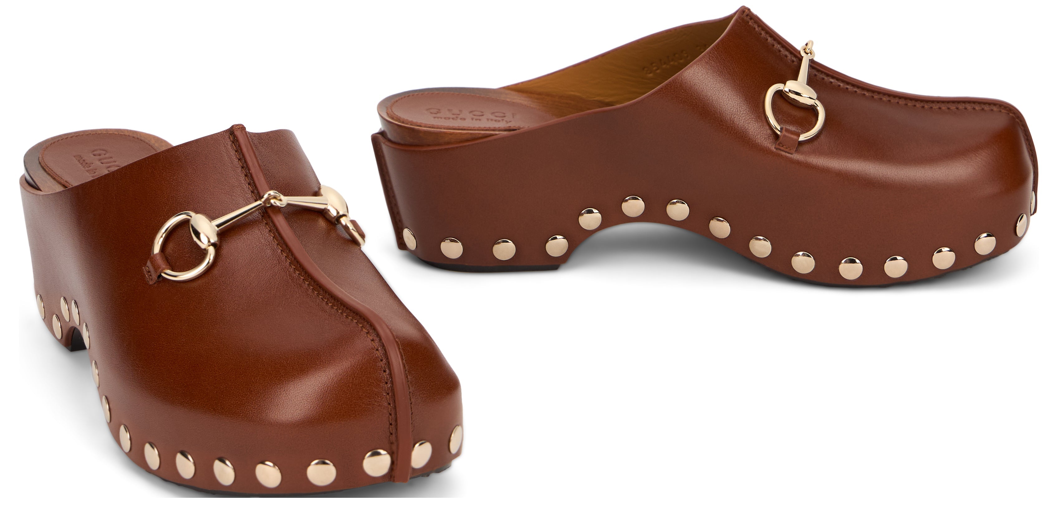 Gucci Leather Clogs With Buckle