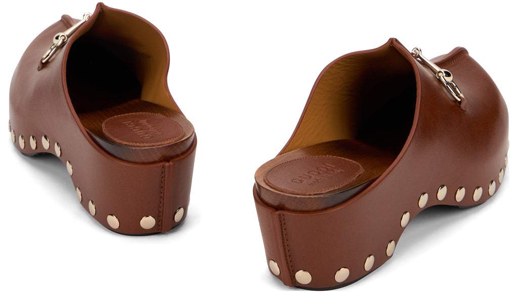 Gucci Leather Clogs With Buckle