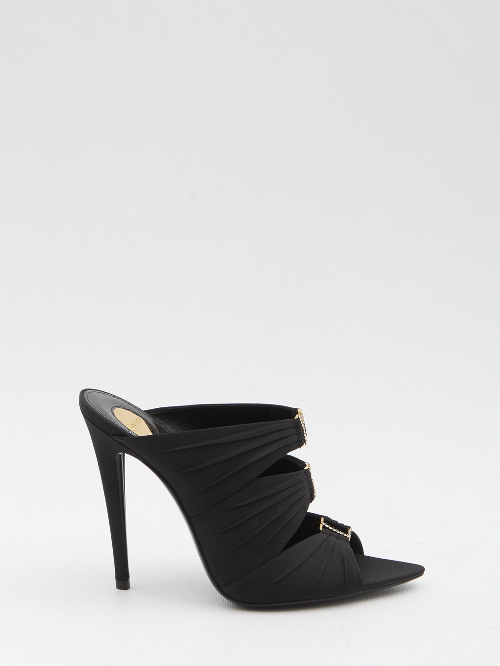 Saint Laurent Black Emilie Mules In Crêpe Satin