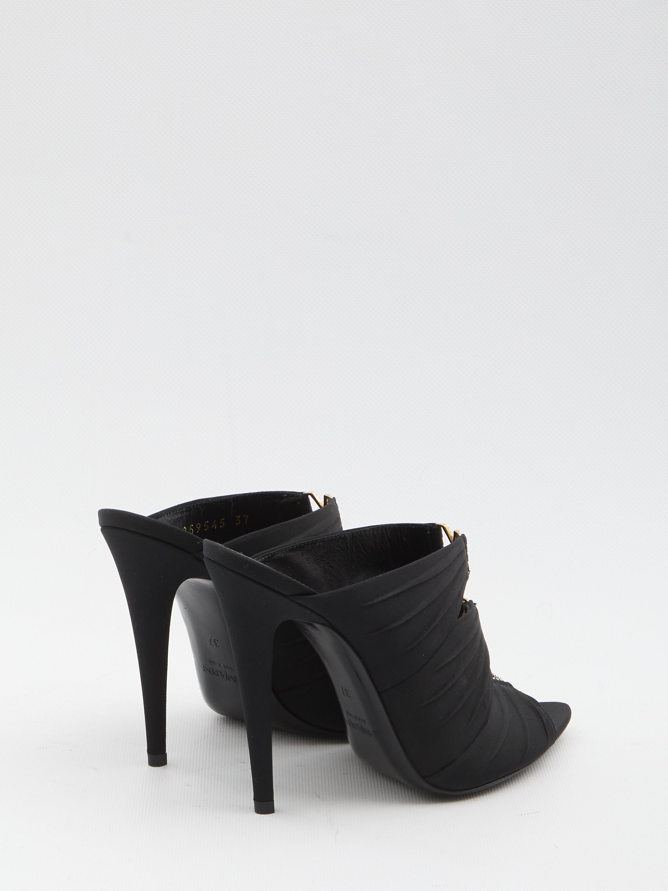Saint Laurent Black Emilie Mules In Crêpe Satin