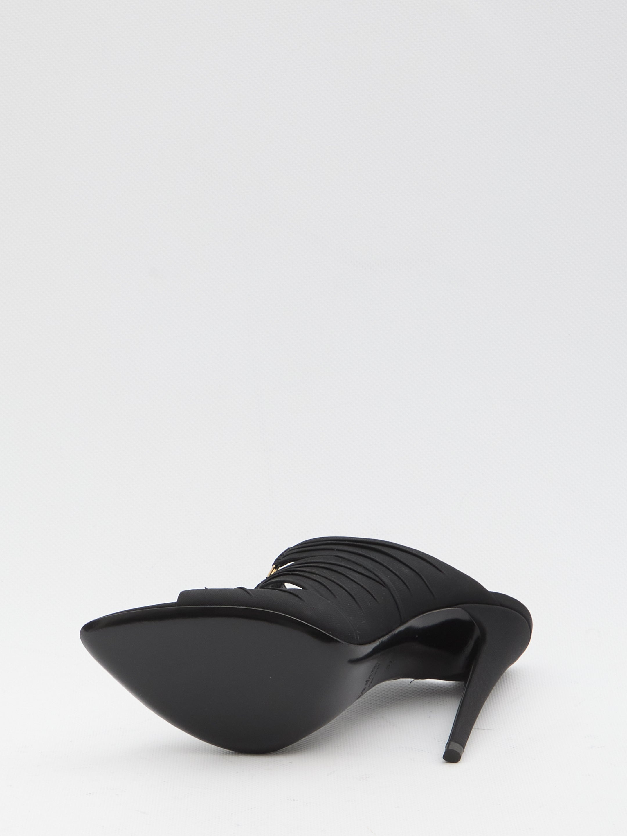 Saint Laurent Black Emilie Mules In Crêpe Satin