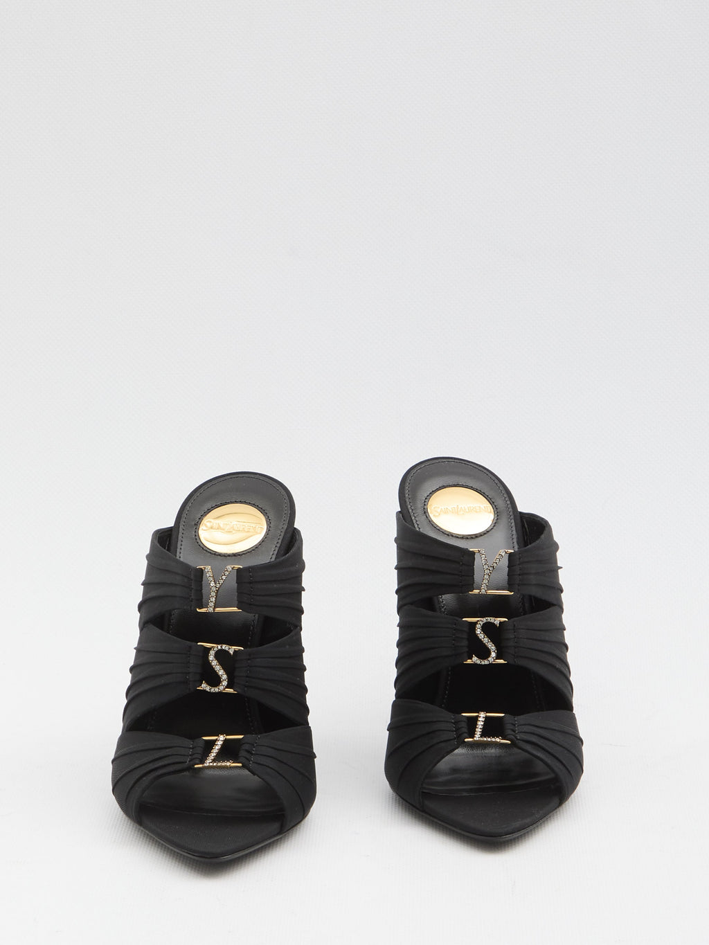 Saint Laurent Black Emilie Mules In Crêpe Satin