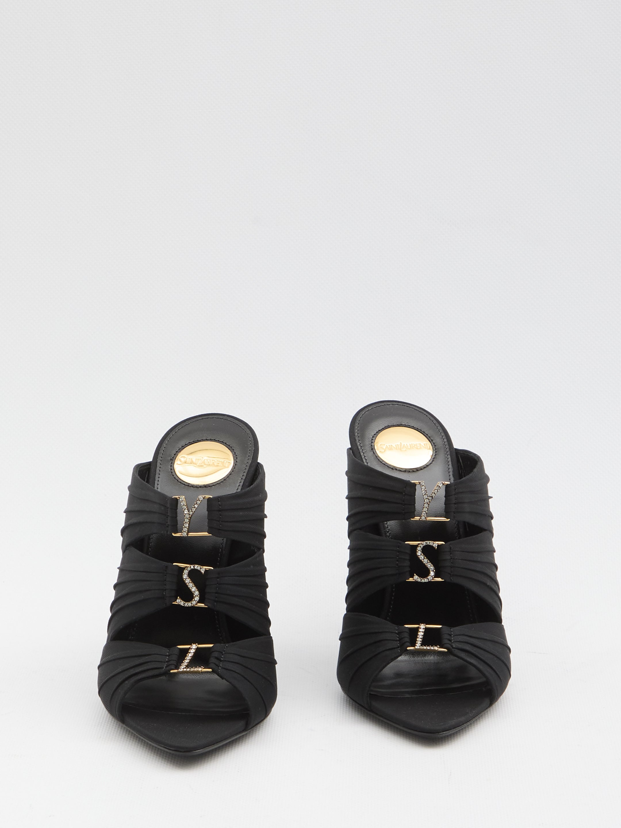 Saint Laurent Black Emilie Mules In Crêpe Satin