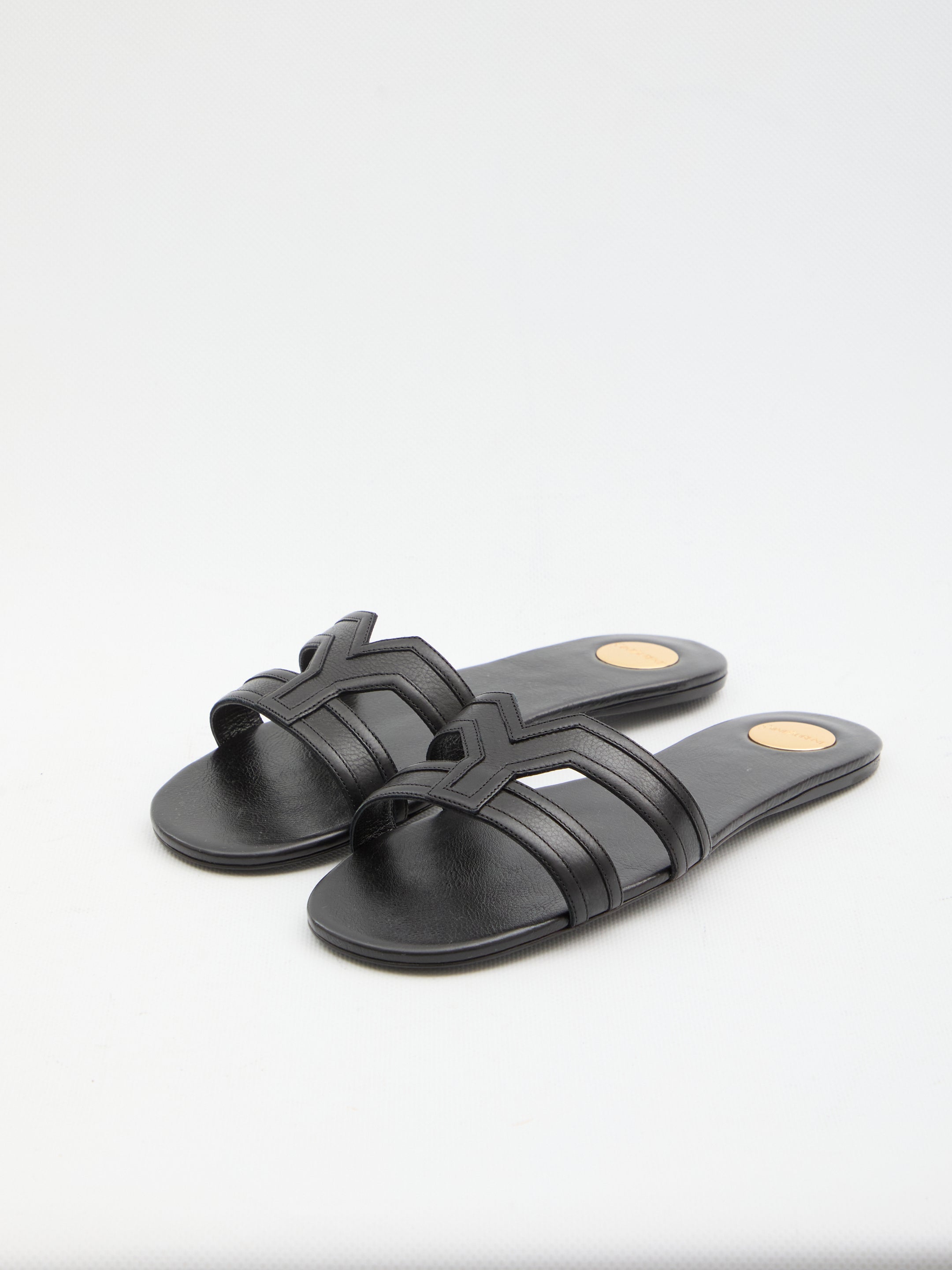 Saint Laurent Mabrouka Black Leather Sandals