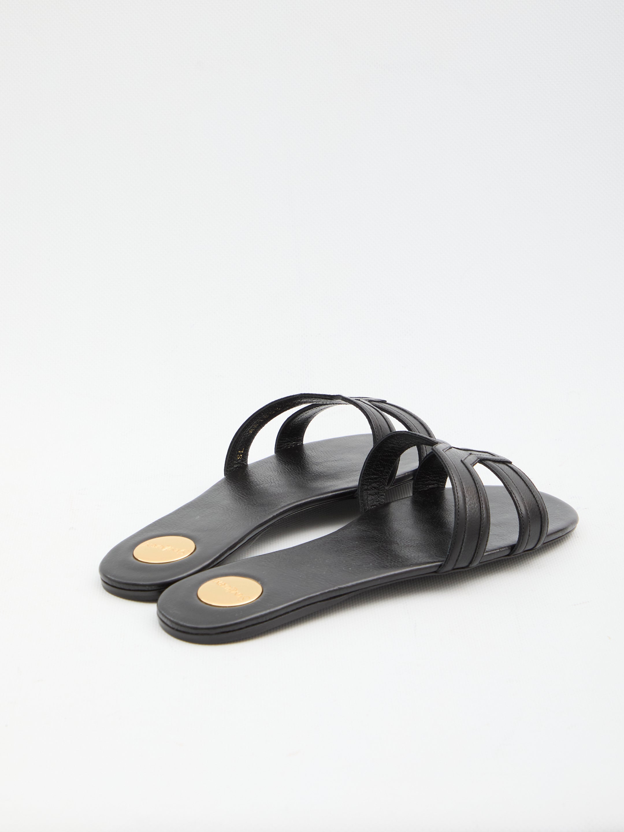 Saint Laurent Mabrouka Black Leather Sandals