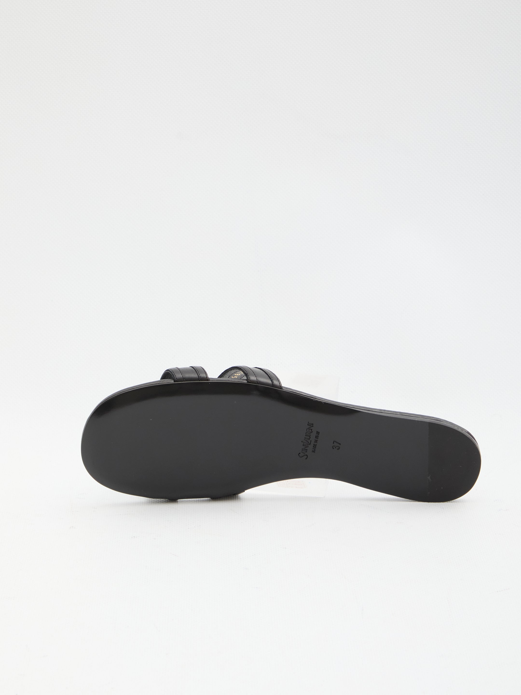 Saint Laurent Mabrouka Leather Flat Sandals