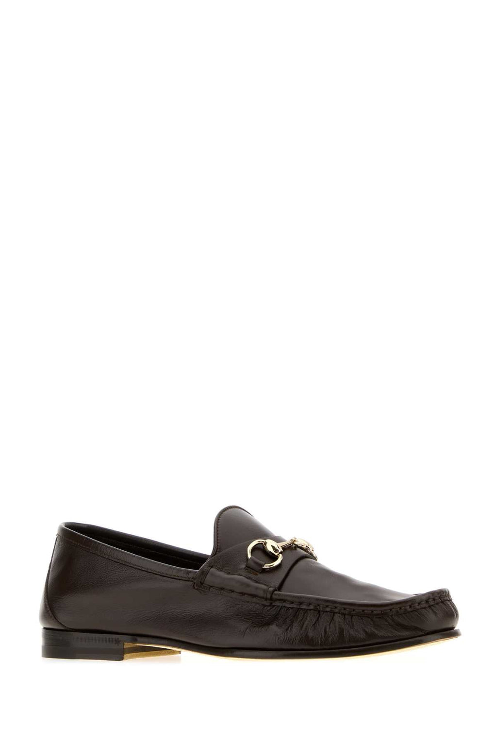 Gucci Dark Brown Leather Gucci Lugano Loafers