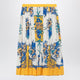 Gucci Pleated Midi Silk Skirt With Flora Print In Yellow/Ivory