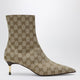 Gucci Bombshell Ankle Boot In Gg Fabric Sand/Dark Brown