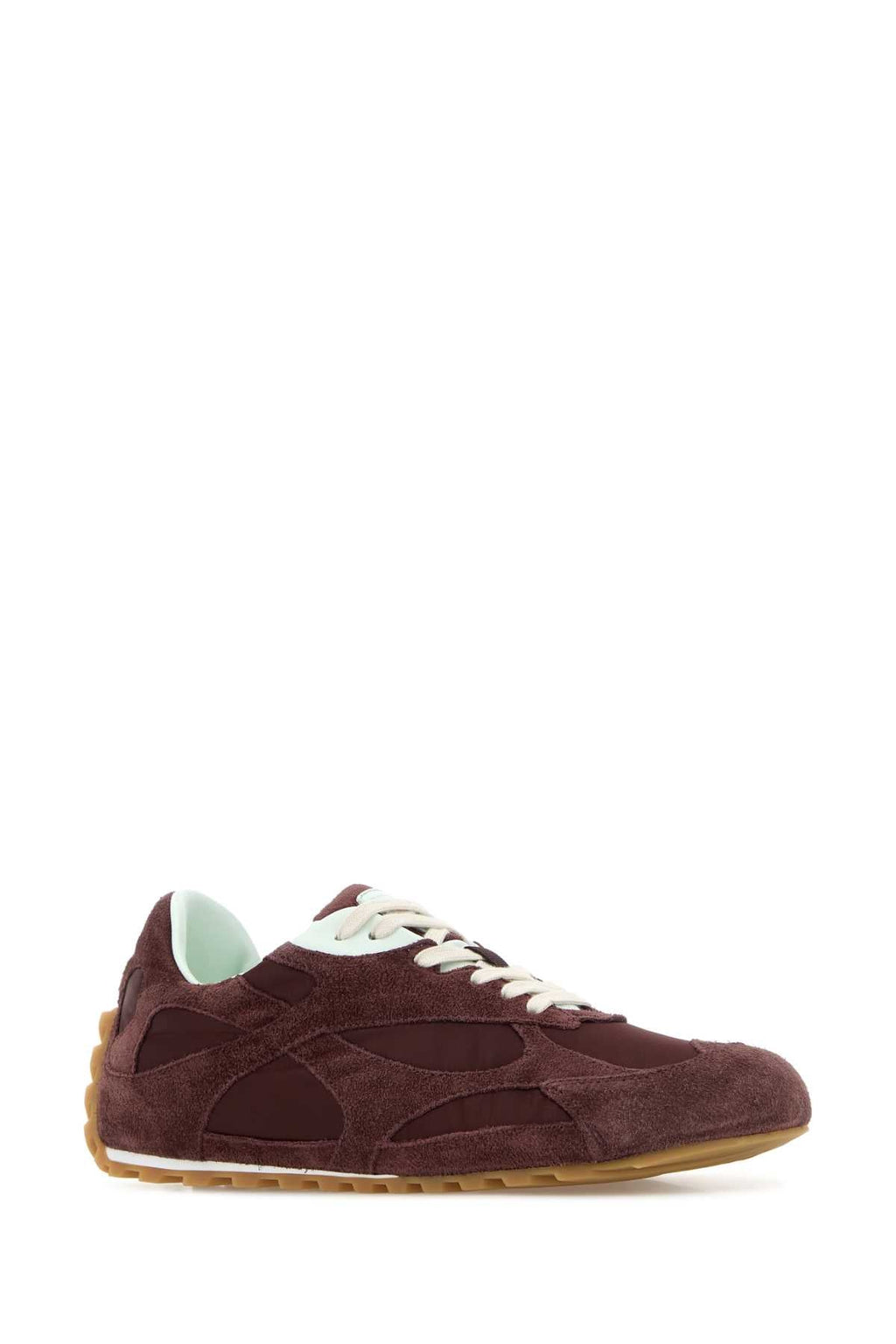 Bottega Veneta Burgundy Suede And Fabric Orbit Sneakers