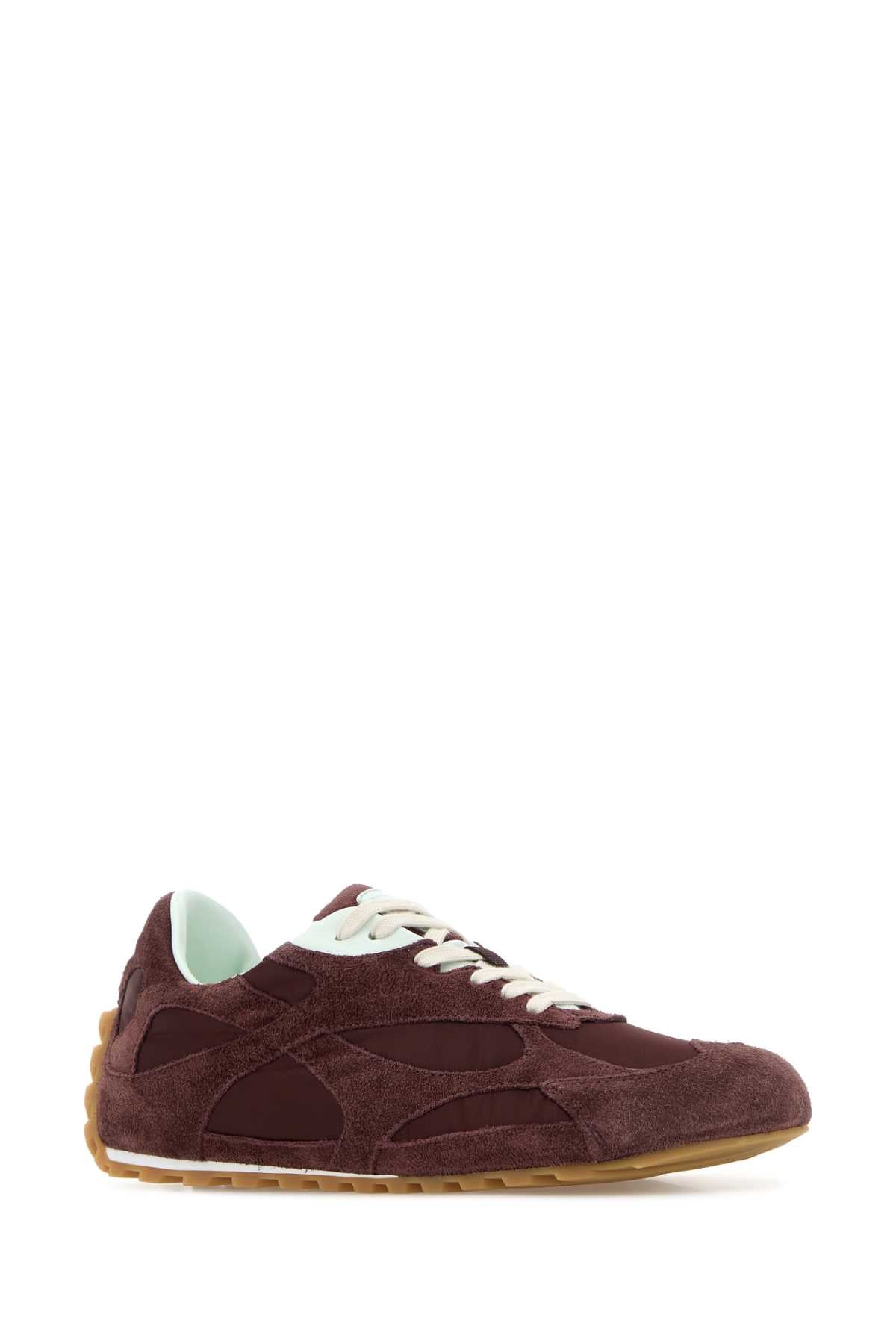 Bottega Veneta Burgundy Suede And Fabric Orbit Sneakers