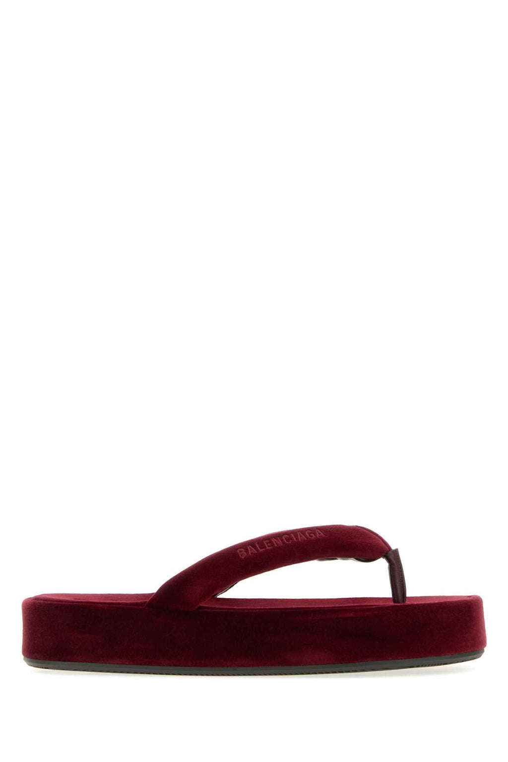 Balenciaga Tiziano Red Velvet Jet Lag Thong Slippers