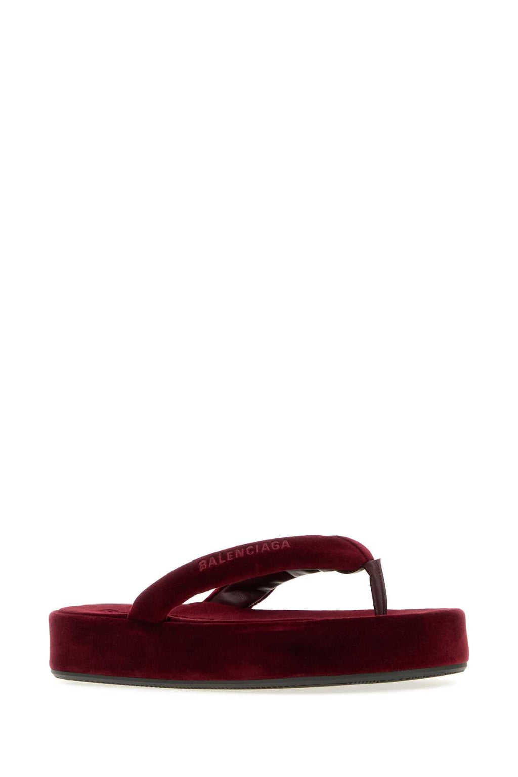 Balenciaga Tiziano Red Velvet Jet Lag Thong Slippers