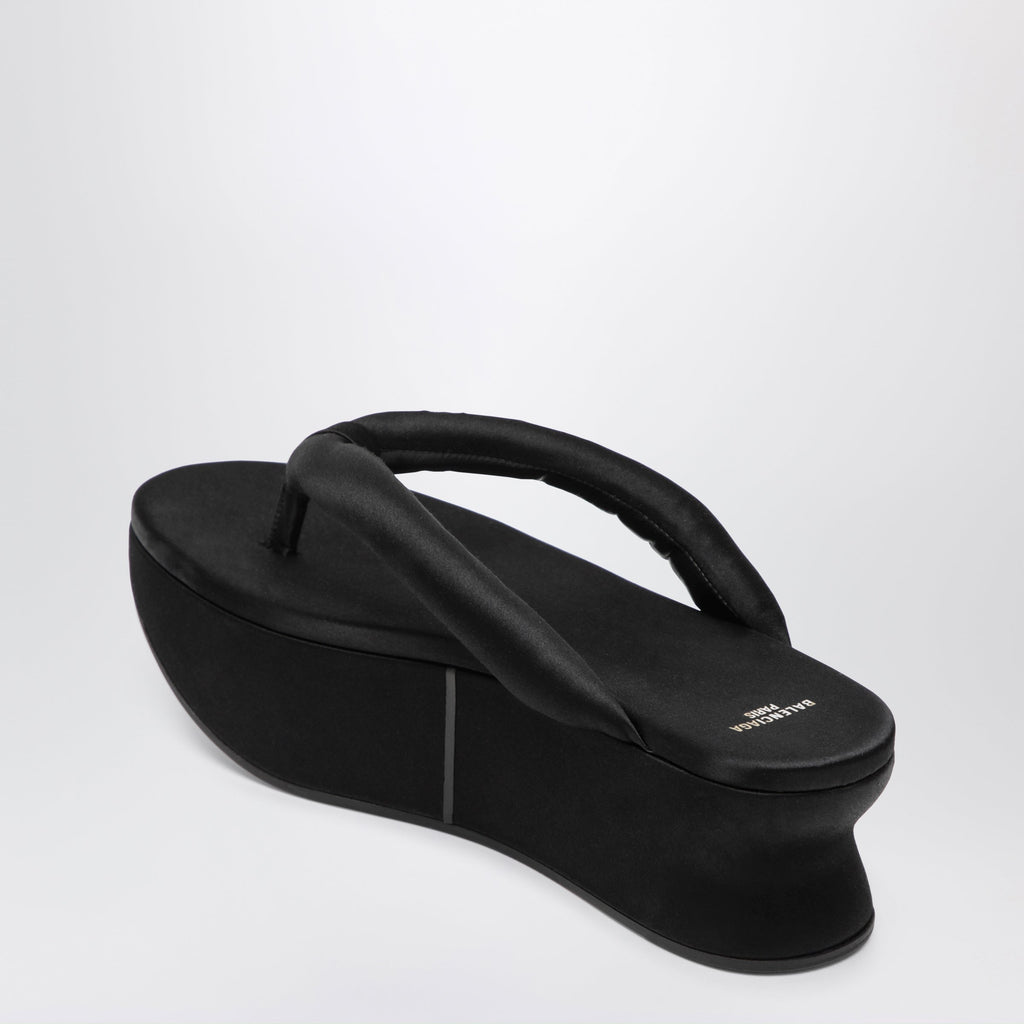 Balenciaga Gaeta Thong Sandals In Satin, Black