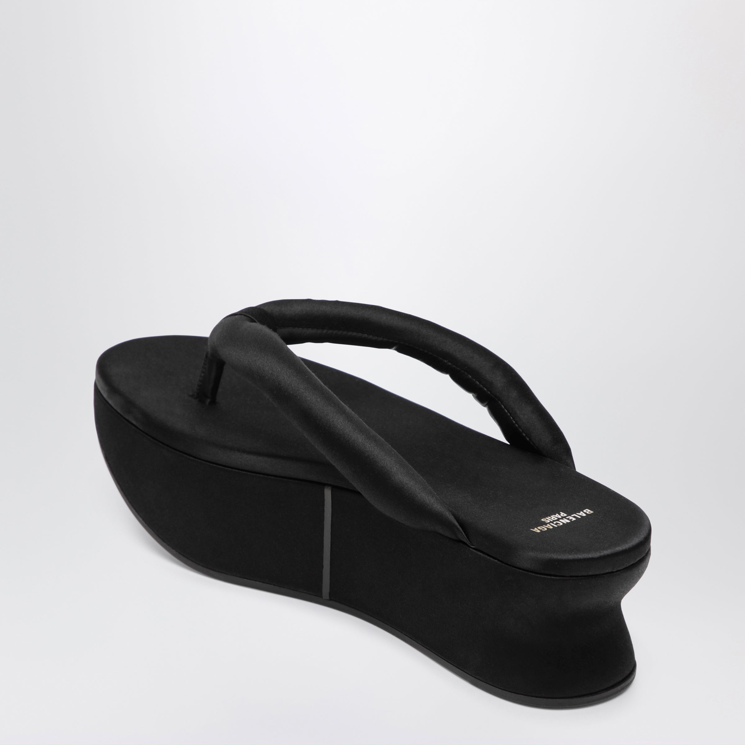 Balenciaga Gaeta Thong Sandals In Satin, Black
