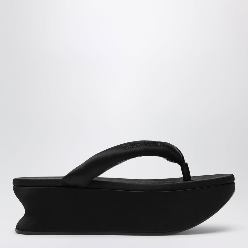 Balenciaga Gaeta Thong Sandals In Satin, Black
