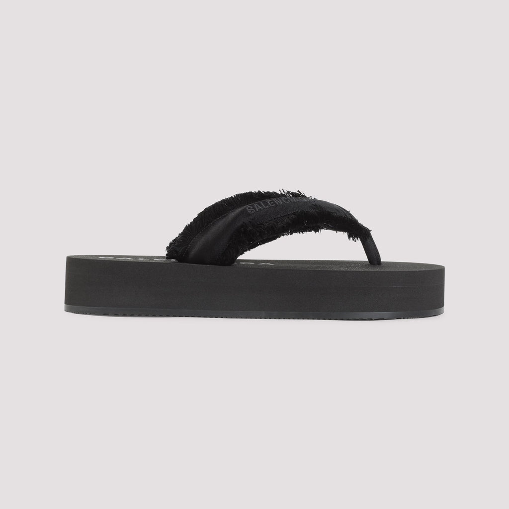 Balenciaga Jet Lag Thong Sandals In Black Satin